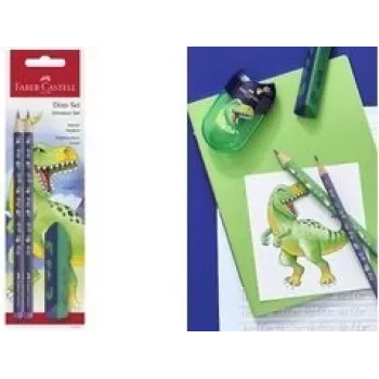 Set de lápices de grafito Faber-Castell Dino HB Azul – lápices de madera HB, cuerpo azul, set