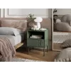 Mesita de noche cama meble TRESSE 44×40×53 cm verde mate, 1 cajón, set de 2