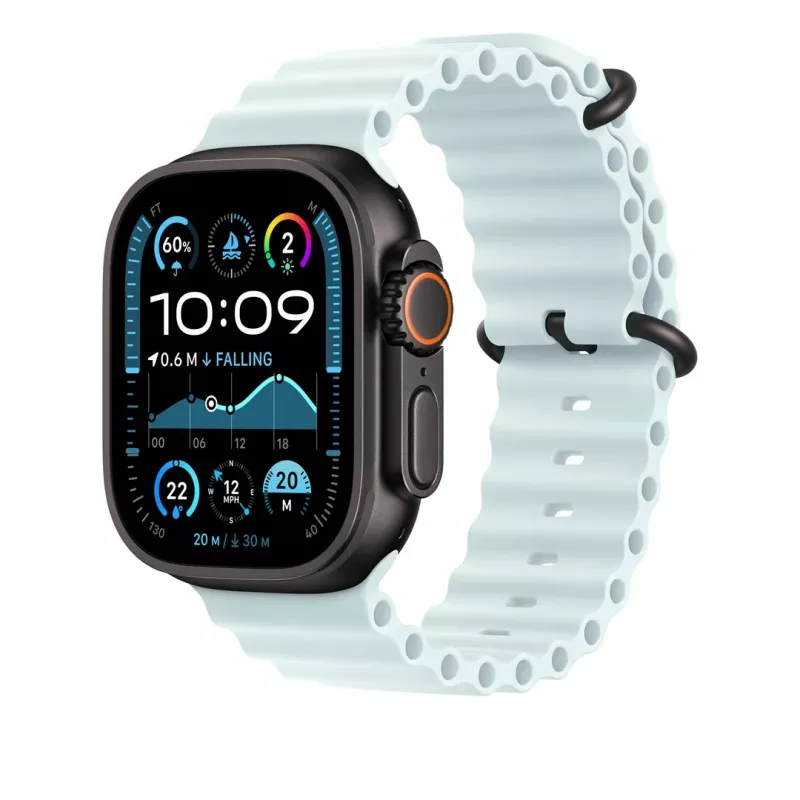 Apple correa Ocean 49mm azul hielo – acabado titanio negro