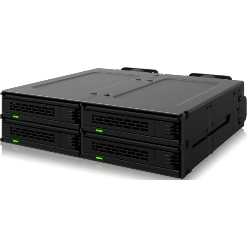 ICY DOCK - MB324V4P-B - ExpressCage - marco extraíble para 4 bahías de SSD U.2/U.3 de 15 mm para bahía de 5,25 - sistema de montaje de SSD sin herramientas