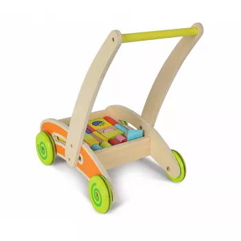 Carrito de juego y andador de madera de Simba-Dickie — Eichhorn juego de habilidad con 35 bloques de construcción
