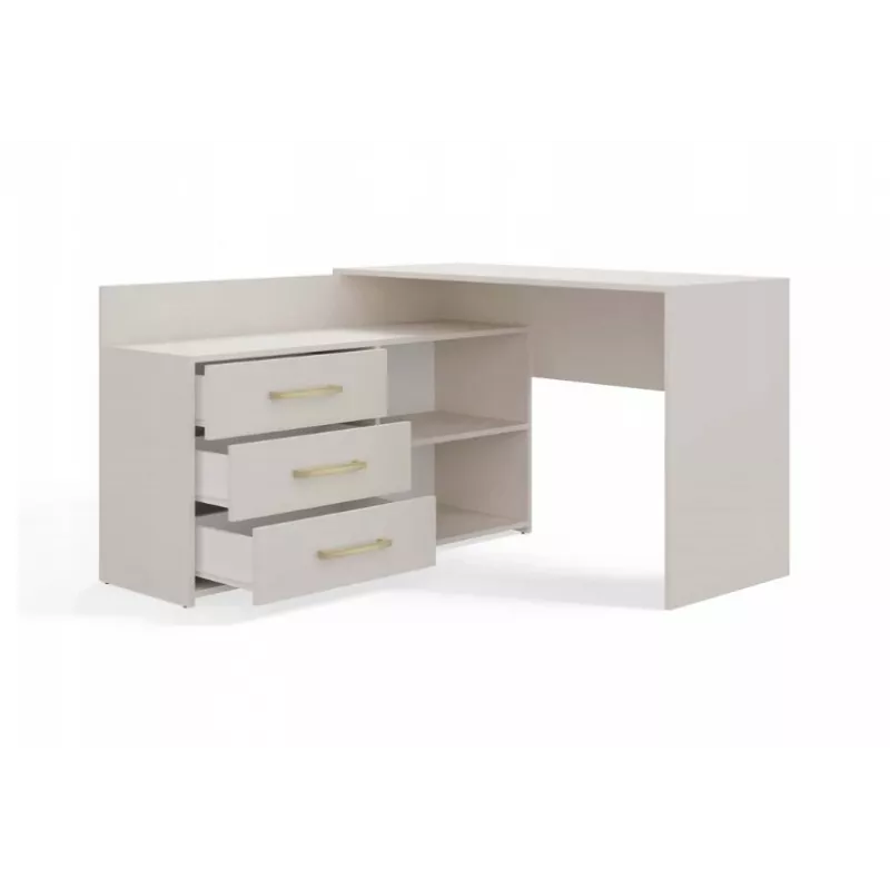 Tablero de escritorio de esquina e shop DANY Kaszmir beige — puesto de trabajo en esquina, distribución compacta