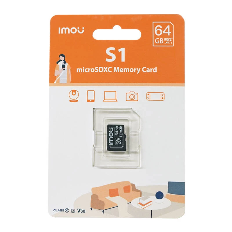 Tarjeta microSD IMOU ST2-64-S1 64 GB, Class 10, lectura 95 MB/s, escritura 35 MB/s, U3 V30