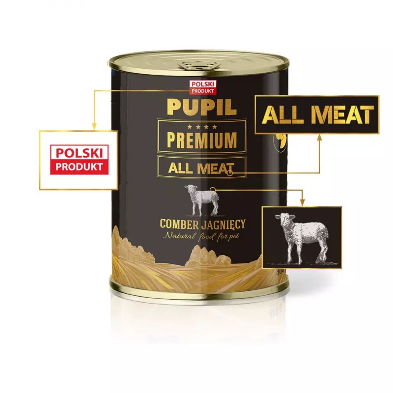 PUPIL Premium All Meat Gold lomo de cordero - Comida húmeda para perros - 800 g