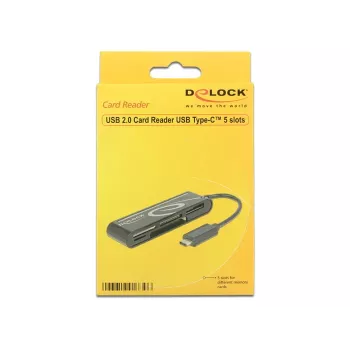 DeLOCK USB2.0 Card Reader USB Type-C male 5 Slots - lector de tarjetas - todo en uno (multiformato) - USB-C (91739)