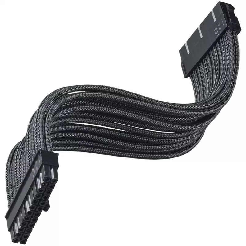 SilverStone PP07E - Cable de extensión de alimentación - ATX, 24-polig (H) a ATX, 24-polig (M) - 30 cm - Negro