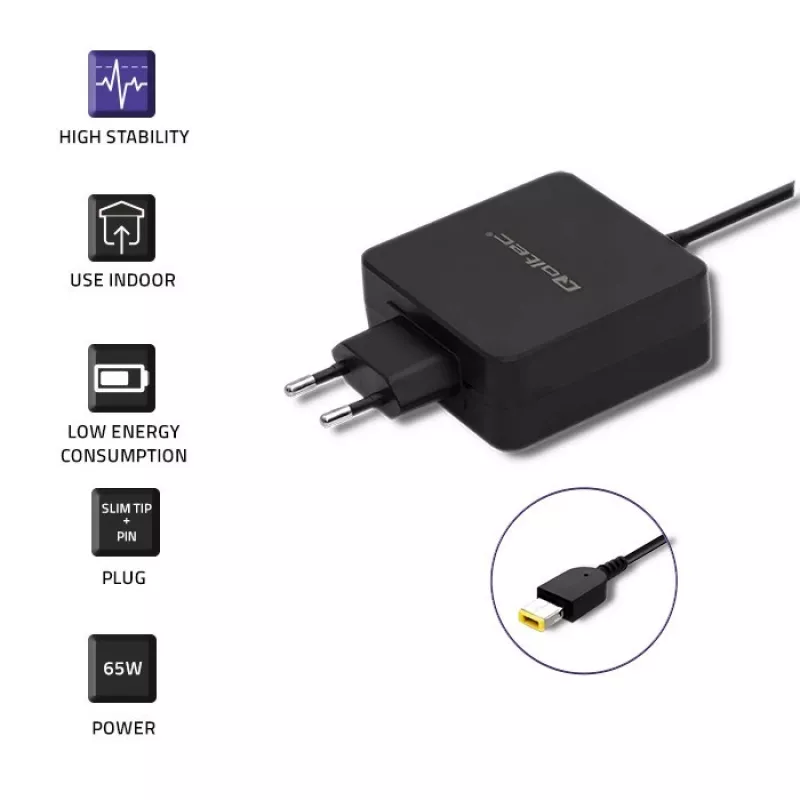 Fuente de alimentación QOLTEC 51766 65W AC/DC 20V 3,25A para IBM/Lenovo, negra, cable de 1,75 m