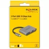 DELOCK 64337 Hub USB — host USB 3.2 Gen 2 Type-C, 3 puertos (Type-C + 2× Type-A), 10 Gbit/s, gris, carcasa de metal