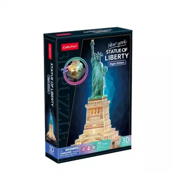 Puzle 3D CubicFun 306-L536H Estatua de la Libertad Night Edition — maqueta con iluminación LED