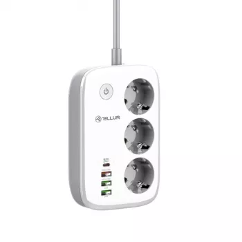 Regleta Tellur TLL331521 regleta inteligente WiFi con 3 tomas, PD 30W, QC 18W