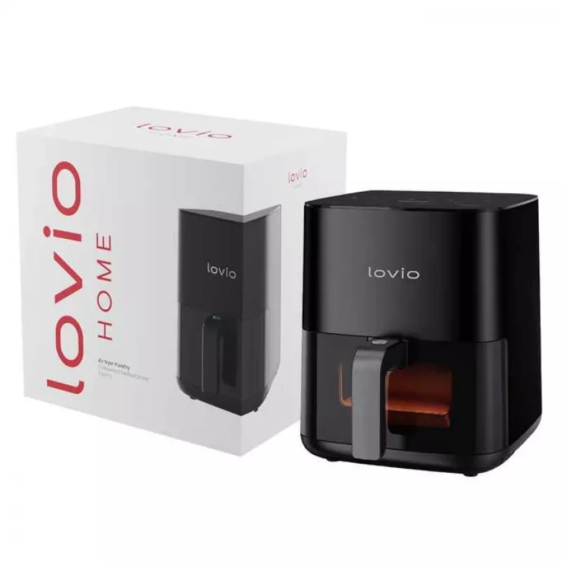 Freidora de aire Lovio LVAF001BK 5 l negra — freidora de aire compacta, capacidad de 5 litros