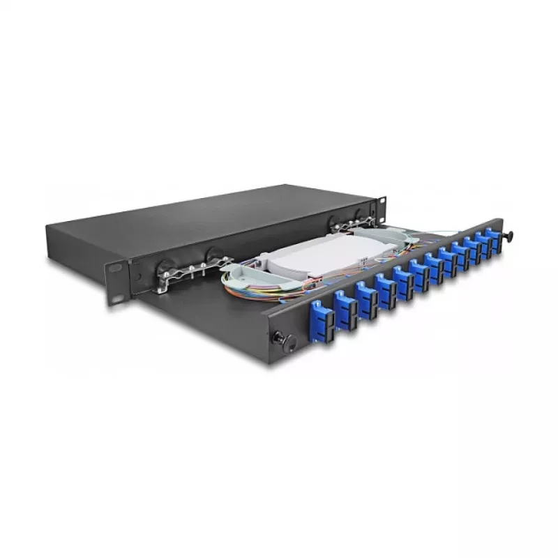 DeLOCK Caja de empalme de fibra óptica 67006 negro metal 482x220x44mm