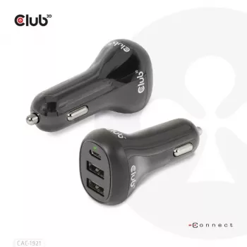 Cargador de coche para portátil CLUB3D 36 vatios, Coche, Mechero, 24 V, Negro