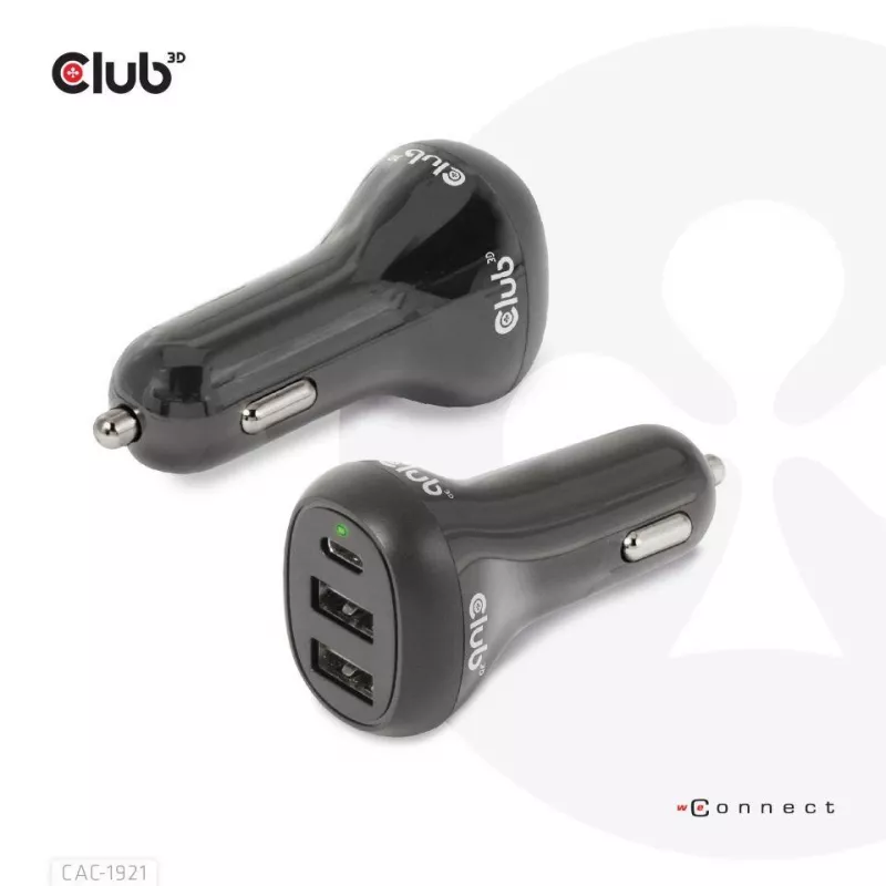 Cargador de coche para portátil CLUB3D 36 vatios, Coche, Mechero, 24 V, Negro