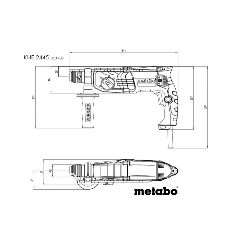Metabo KHE 2445 martillo combinado, 800 W, 2,4 J