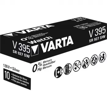 Varta V 395 - Óxido de plata (S) - 1,55V - 44 mAh - 9,5 mm (0.374) - 9,5 mm (0.374) - 2,7 mm (0.106) (00395 101 111)