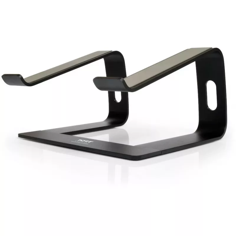 Soporte para portátil Port Designs 901103 — Aluminio y Negro, para portátiles hasta 15,6 pulgadas, ancho 260 mm, profundidad 145 mm, altura 225 mm