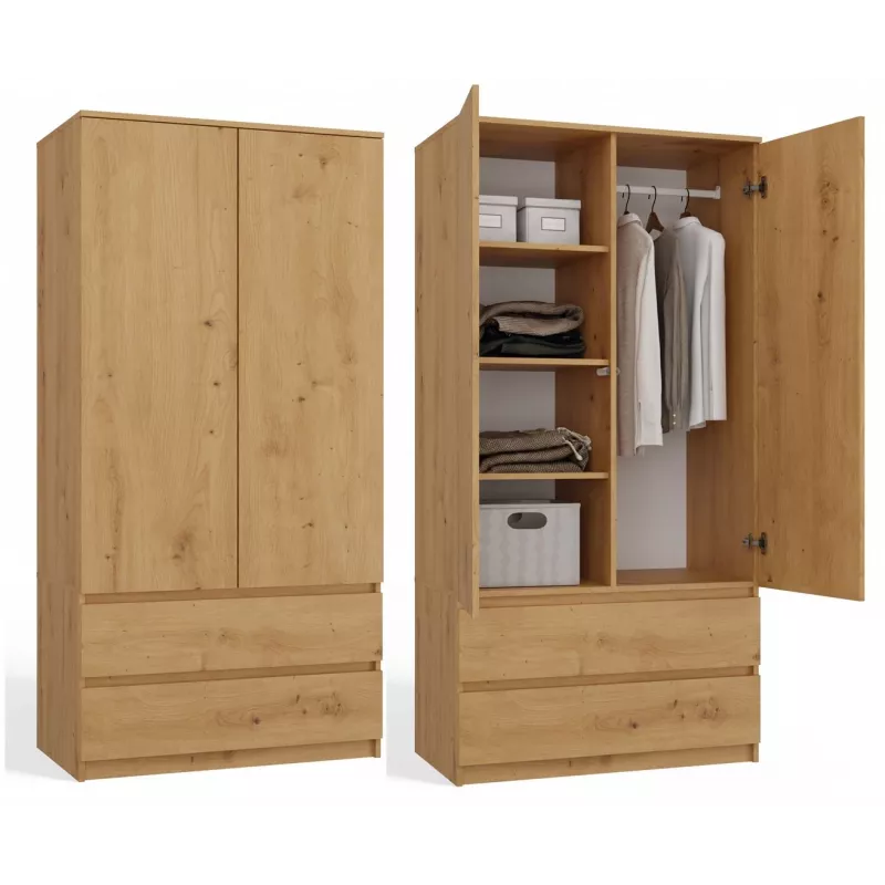 Topeshop SZAFA MALWA ART armario ropero de dormitorio 5 estantes 2 puerta(s) roble