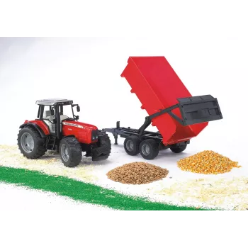 Modelo de tractor BRUDER Massey Ferguson 7480 con remolque basculante