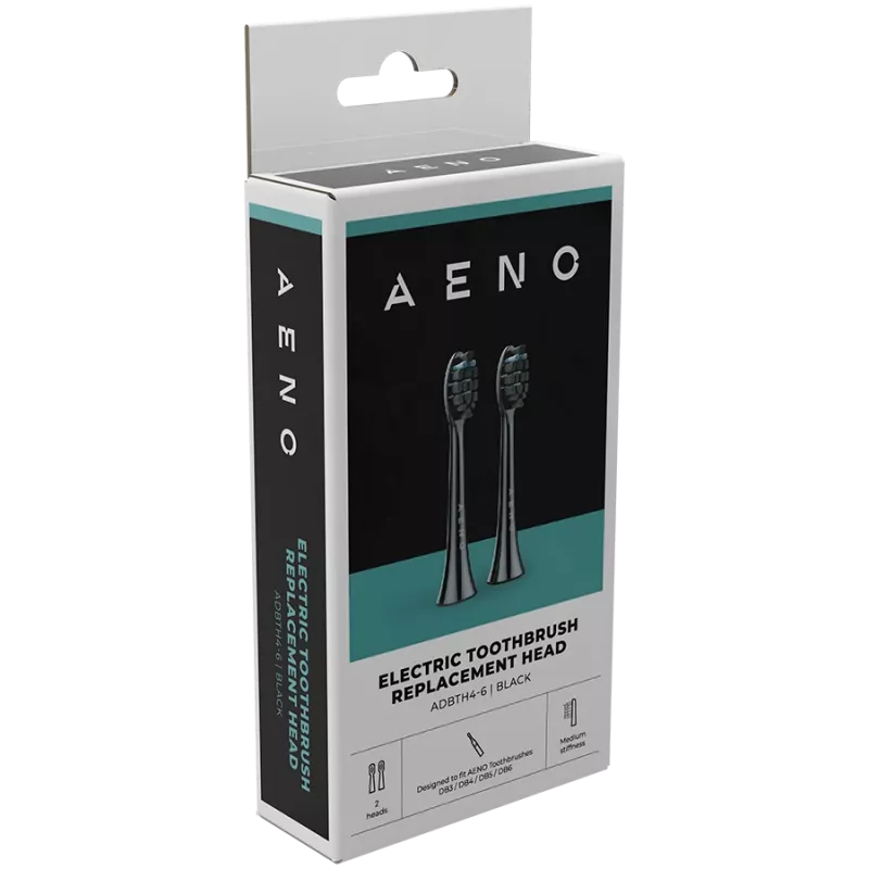 Cabezales de cepillo de repuesto AENO, negro, cerdas Dupont, pack de 2 (para ADB0004/ADB0006 y ADB0003/ADB0005)