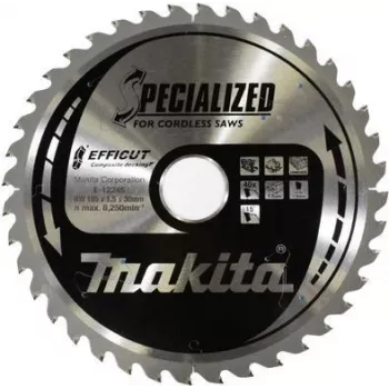 Makita Specialized EFFICUT - Hoja de sierra circular - para madera, metal, policloruro de vinilo (PVC), materiales compuestos, WPC (compuestos de madera y plástico) - 185 mm - 40 dientes - para Makita DH