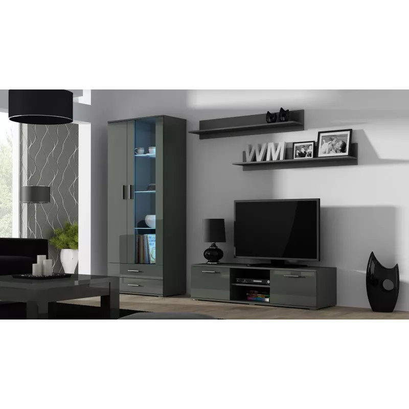 Cama Meble SOHO 140 mueble de TV, gris/gris brillo