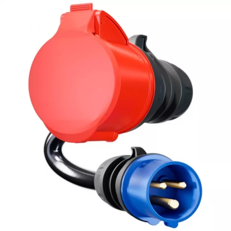 go-e adaptador Gemini flex 22 kW a CEE azul 16 A – negro – recto – recto – IP55 – 22 kW – 16 A