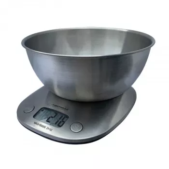 Báscula de cocina electrónica ESPERANZA LYCHEE – capacidad 5 kg, precisión 1 g, bol de acero inoxidable 21 L