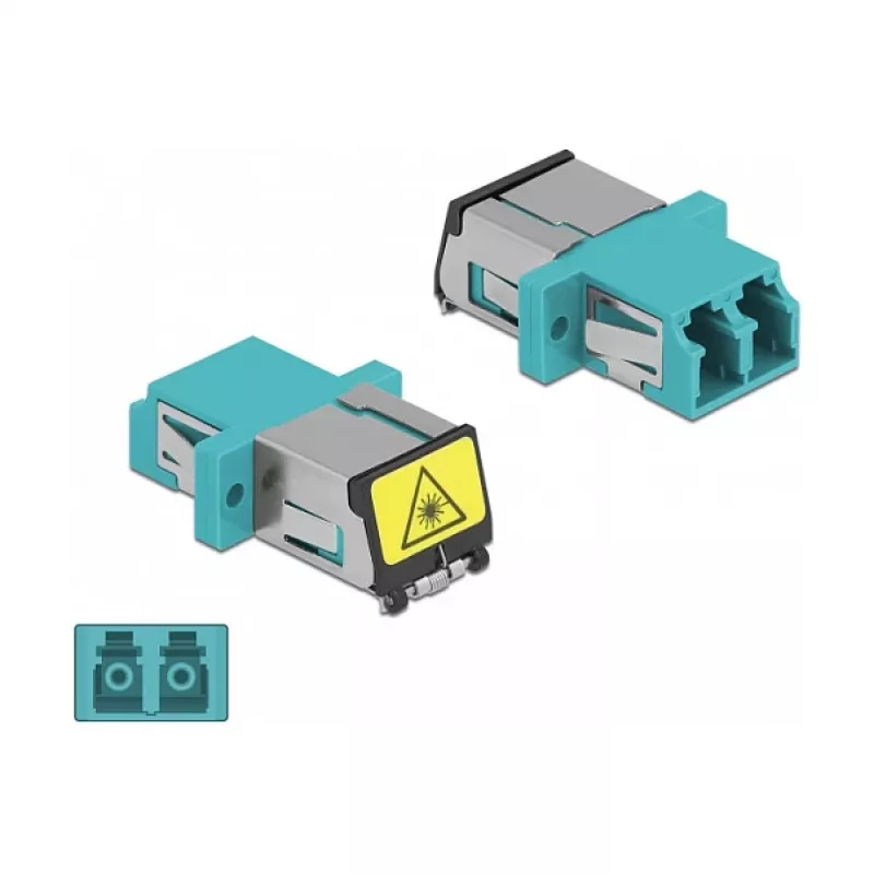 DeLOCK 86900 acoplador de fibra óptica LC dúplex conector hembra-conector hembra multimodo aguamarina