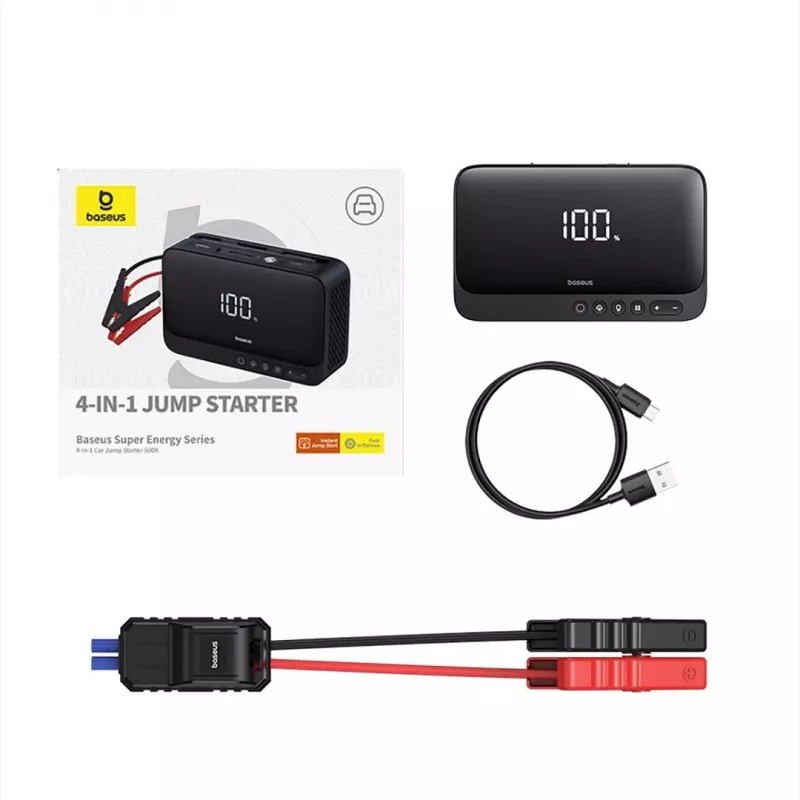 Baseus Super Energy arrancador de coches, 600 A, 6000 mAh, con compresor, negro
