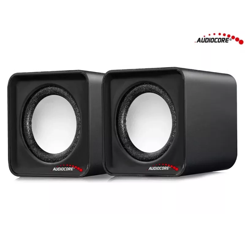 Altavoz de PC de 2 vías Audiocore AC870 B — 3 W RMS, alimentación por USB con cable, entrada de 3,5 mm, 2.0 canales