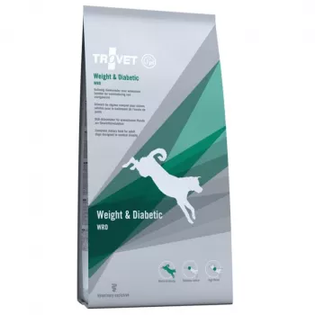Comida seca terapéutica veterinaria para perros TROVET WRD — 3 kg, adulto, apoyo para el peso y la diabetes, sabor pollo, 32 % proteína, 6 % grasa