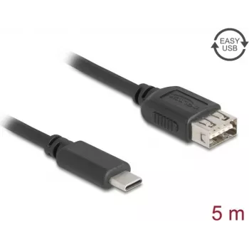 Cable USB DELOCK 81539 USB Type-C a USB Type-A, 5 m de longitud