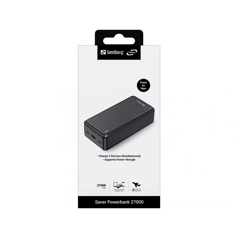 Batería externa Sandberg Saver 27000 mAh litio-ion negra
