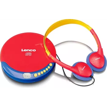 Reproductor de CD portátil Lenco CD-021 Multicolor — reproductor de CD portátil para reproducción de audio, funciona con pilas o red eléctrica