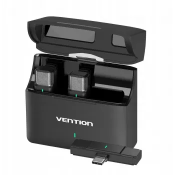 Set de 2 micrófonos USB-C Vention + estuche de carga