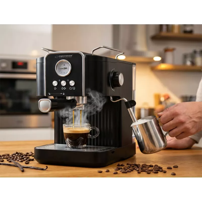 Cafetera de espresso ESPERANZA EKC010 — depósito de agua de 1,8 L, 850 W, 20 bar, espumador de leche integrado