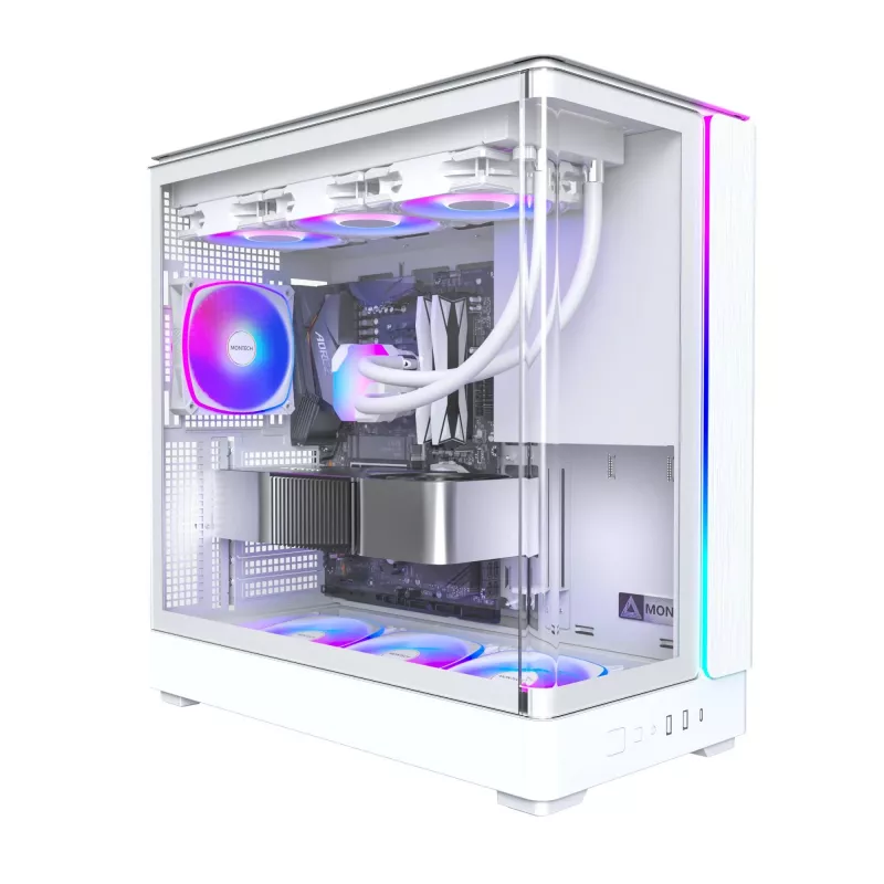 Caja de PC Montech KING 45 PRO (W) — Midi-Tower blanco para Micro-ATX / Mini-ITX