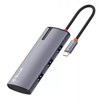Hub USB-C Tellur TLL321061 con PD 3.0 100W, salida HDMI y 3× conectores USB 3.0