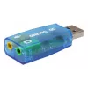 Tarjeta de sonido externa USB Gembird Virtus2 — interfaz USB, auriculares de 3,5 mm, azul transparente