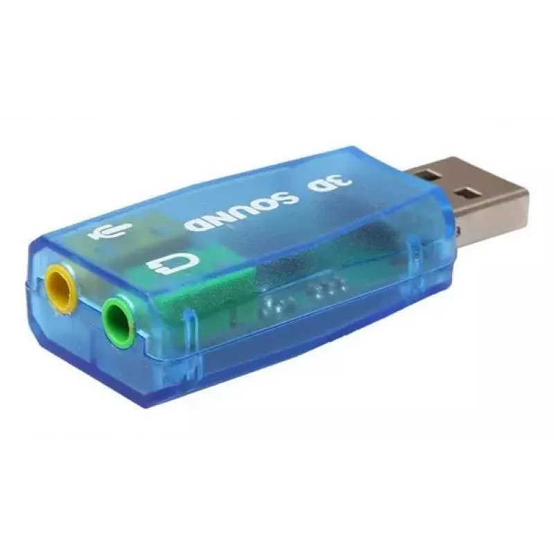 Tarjeta de sonido externa USB Gembird Virtus2 — interfaz USB, auriculares de 3,5 mm, azul transparente