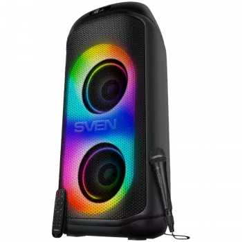 Altavoz SVEN PS-1050, negro (200W, TWS, Bluetooth, FM, USB, microSD, pantalla LED, 7200mAh)