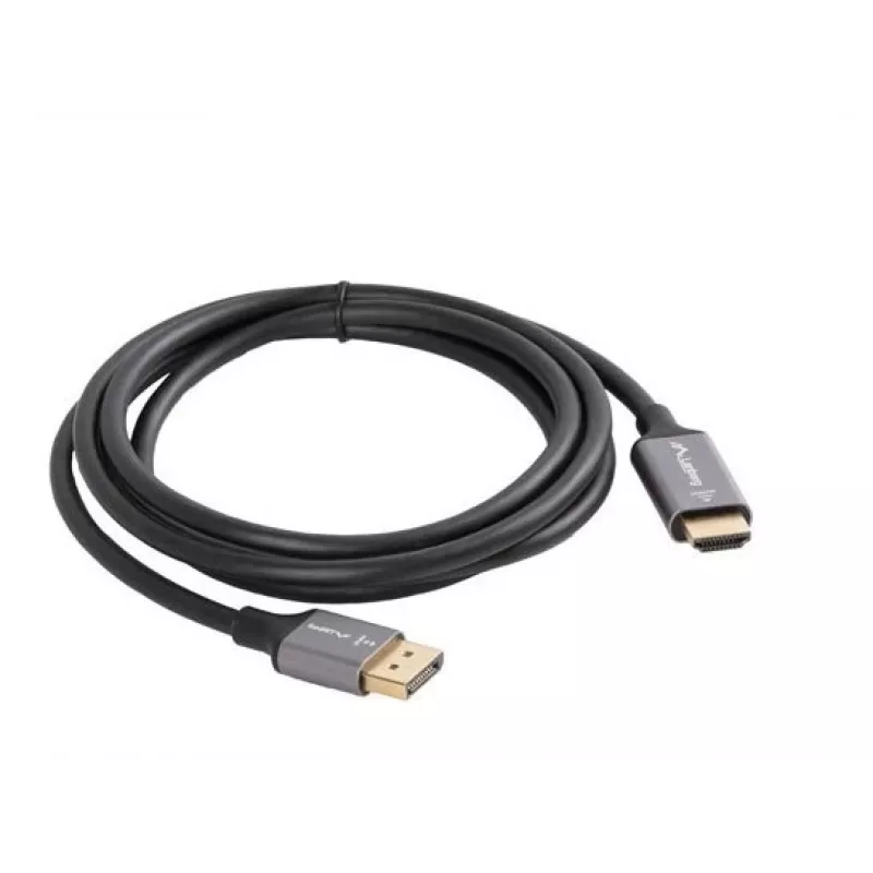 Lanberg CA-DPHD-20CU-0018-BK adaptador de cable de vídeo 1,8 m DisplayPort HDMI Tipo A (estándar) Negro, Plateado