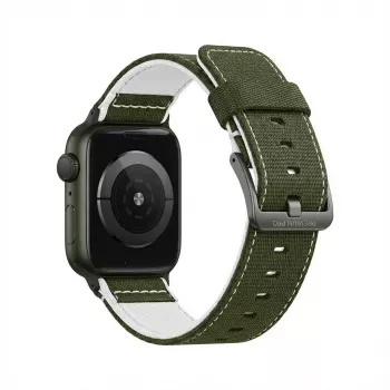 Correa GUAN Premium Pro para Apple Watch 42–49 mm caqui/blanco, compatible con 44 mm/45 mm/46 mm/49 mm/42 mm