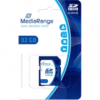 MediaRange - Tarjeta de memoria flash - 32GB - Class 10 - SDHC - azul (MR964)