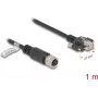 Cable de red DeLOCK M12 D-codificado conector hembra 4 polos a conector macho RJ45 Cat.5e 1 m negro