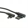 ROLINE Cable USB 2.0, en ángulo, Type-A reversible - Micro B, ST/ST, negro, 0,8 m (11.02.8720)