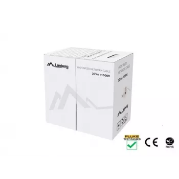 Cable de red LANBERG Cat5e U/UTP LCU5-12CU-0305-BK, 24 AWG cobre, 305 m, negro