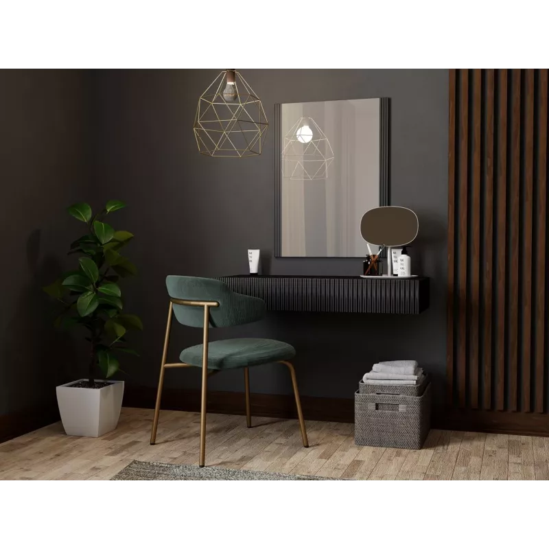 Tocador con espejo cama meble PAFOS 80×41,6×100 cm, marco de MDF, 1 cajón, negro mate