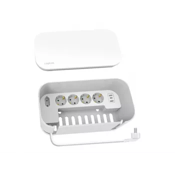 Regleta de enchufes LogiLink LPS281U 4 tomas de seguridad 2 USB-A 1 USB-C blanca